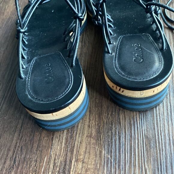 Chloe Womens Jamie Knot Strappy Leather Ankle Wrap Sandals - Picture 5 of 6